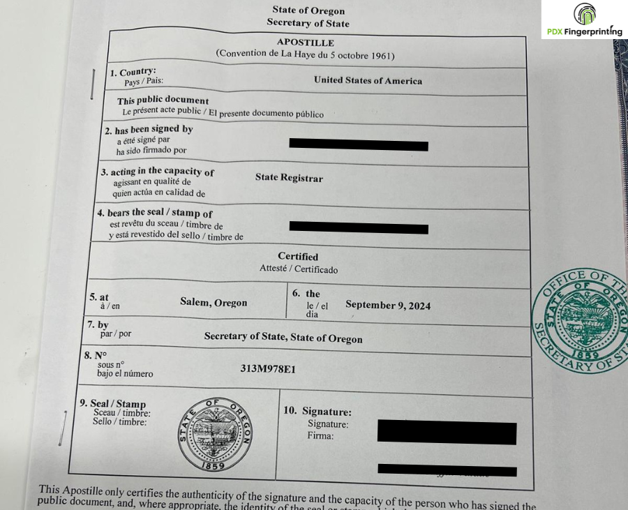 FBI background check with apostille