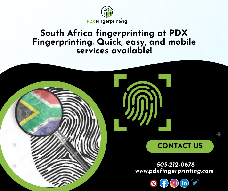 South Africa Fingerprinting in oregon hillsboro - lake owsego- portland