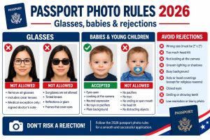 US passport photo rules for 2026: no glasses, baby photo tips and common rejection reasons