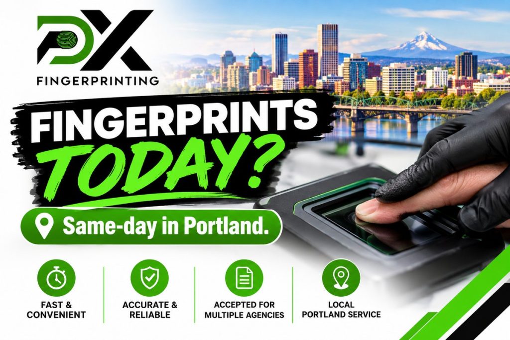 Same-day fingerprinting appointment at PDX Fingerprinting in the Portland area